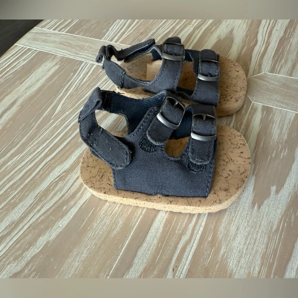 Carters|Gender neutral baby shoes,double strap navy denim style with buckle,0-3M